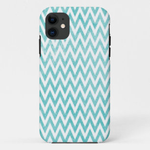 Capa Para iPhone 11 Aqua e White Chevron