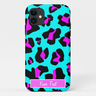 Capa Para iPhone 11 Aqua/impressão cor-de-rosa do leopardo -