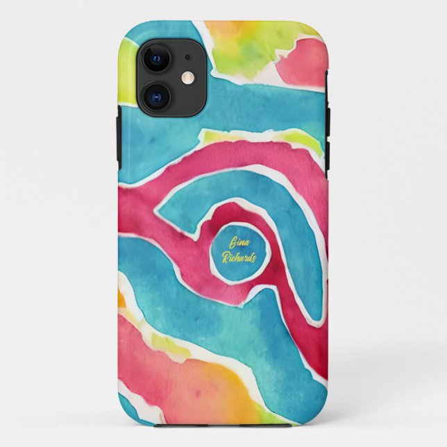 Capa Para iPhone 11 Aquarela Abstrata (Verso)