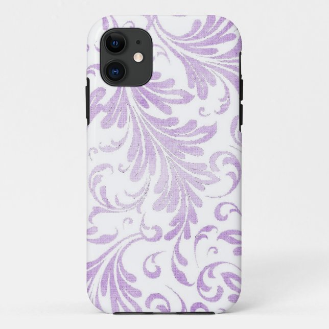 Capa Para iPhone 11 Aquarela Acanthus Deixa Lilac Púrpura Branco (Verso)