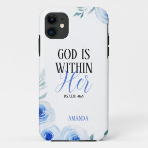 Capa Para iPhone 11 Aquarela Azul Rosa Girly Faith