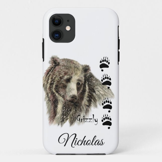 Capa Para iPhone 11 Aquarela Cinzela Arte Animal para Personalizar (Verso)