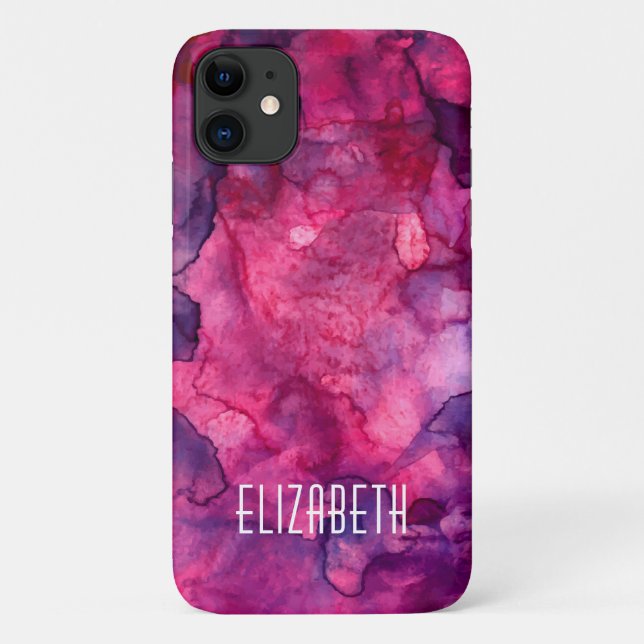 Capa Para iPhone 11 Aquarela Rosa Quente (Verso)