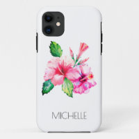 Aquarela Tropical Floral Hibiscus Personalizado