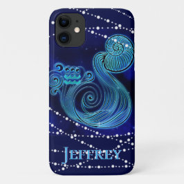 Capa Para iPhone 11 Aquário no Azul Negro II
