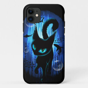 Capa Para iPhone 11 Aquático - Gato Surreal na Fantasia do Oceano Prof