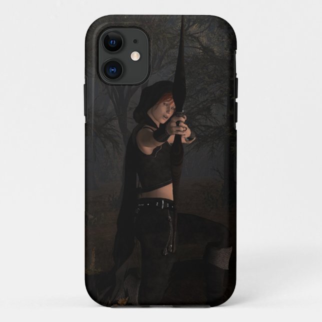 Capa Para iPhone 11 Archeress in the Dark Woods Fantasy Art (Verso)