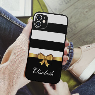 Capa Para iPhone 11 Arco de Ouro de Stripes Negrito Giroso Personaliza