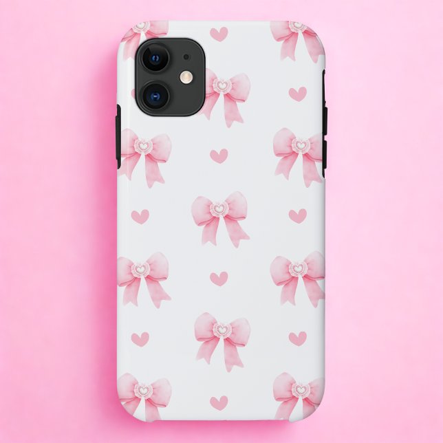 Capa Para iPhone 11 Arco e Coração Rosa Coquette (Criador carregado)