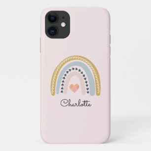 Capa Para iPhone 11 Arco-Íris de Aquarela Personalizado Boho