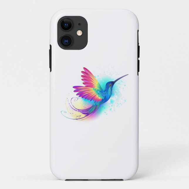 Capa Para iPhone 11 Arco-Íris Exótico Hummingbird (Verso)