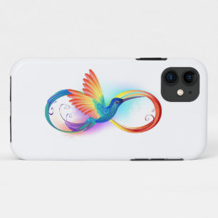 Capa Para iPhone 11 Arco-íris Hummingbird com símbolo Infinito