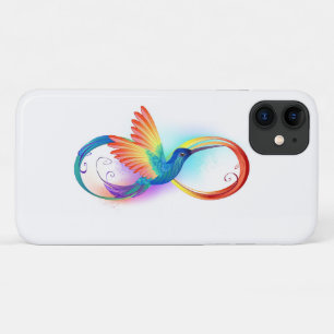 Capa Para iPhone 11 Arco-íris Hummingbird com símbolo Infinito