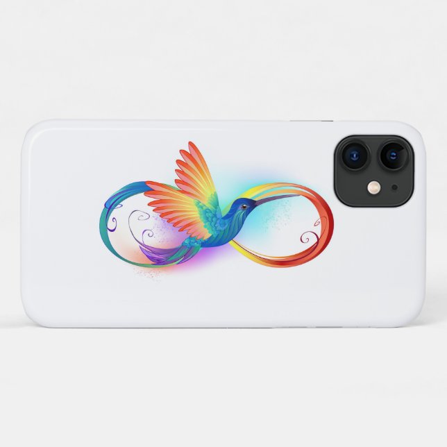 Capa Para iPhone 11 Arco-íris Hummingbird com símbolo Infinito (Verso (horizontal))