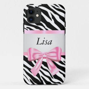 Capa Para iPhone 11 Arco Rosa de Padrão Zebra Personalizado