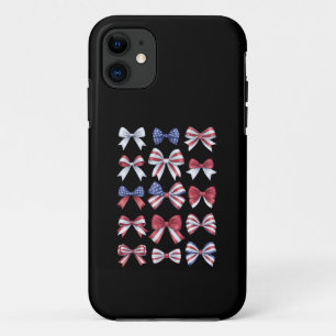 Capa Para iPhone 11 Arcos Americanos Coquette Vermelhos Brancos E Azui