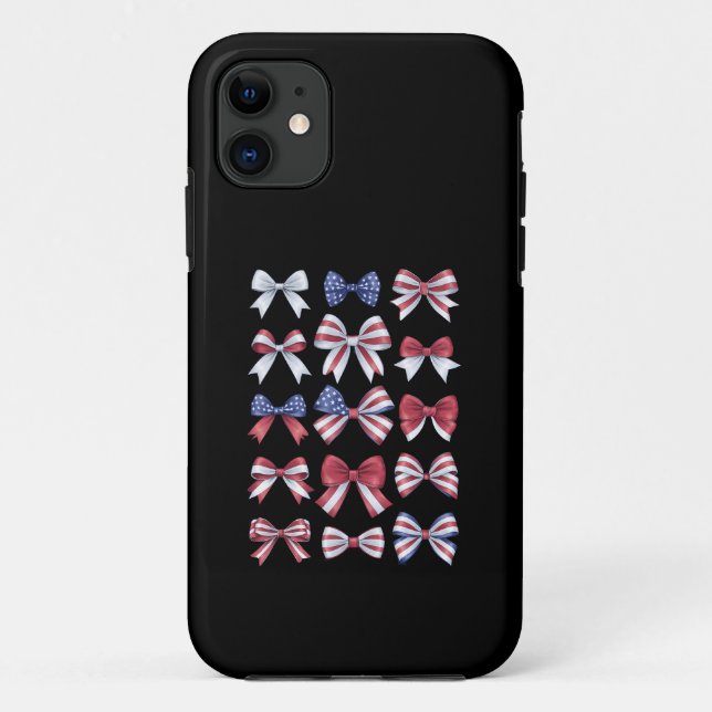 Capa Para iPhone 11 Arcos Americanos Coquette Vermelhos Brancos E Azui (Verso)