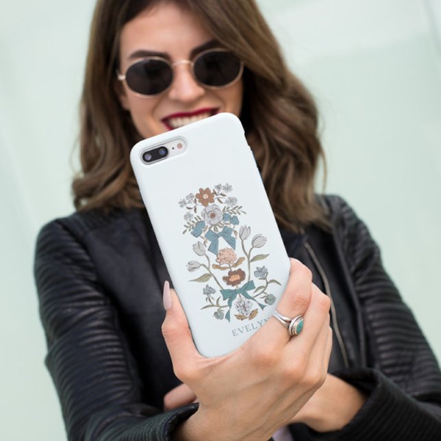 Capa Para iPhone 11 Arcos e Blossomas Azul Floral (Criador carregado)