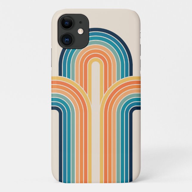 Capa Para iPhone 11 Arcos triplos retrô coloridos (Verso)