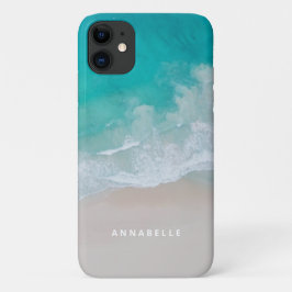 Capa Para iPhone 11 areia tropical praia oceano ensolarado ondas moder
