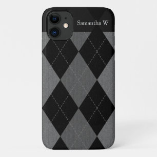 Capa Para iPhone 11 Argyle Cinza de carvão preto