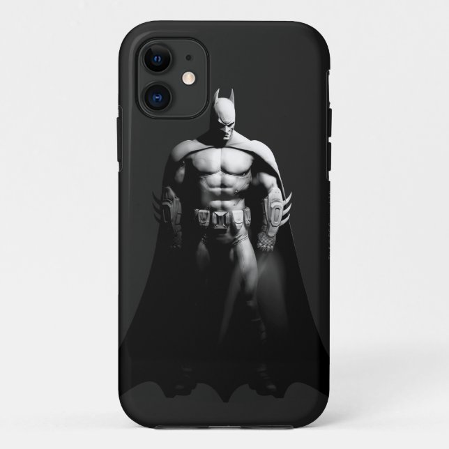 Capa Para iPhone 11 Arkham City | Batman Black and White Wide Pose (Verso)