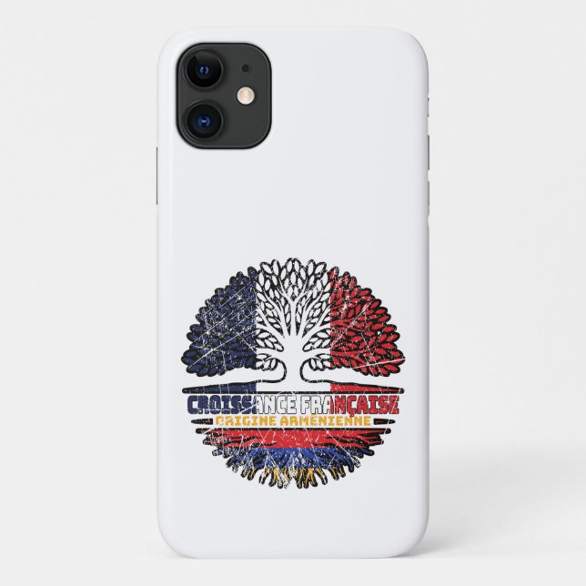 Capa Para iPhone 11 Armênio Armênia Francês França Árvore Bandeira (Verso)