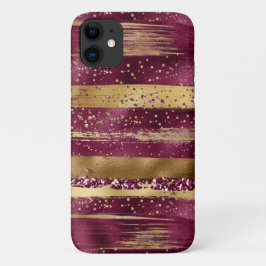 Capa Para iPhone 11 Arrancadas modernas de entorse e pincel de ouro