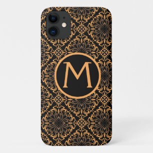 Capa para iPhone 11 Art Deco Damask Preto e Dourad