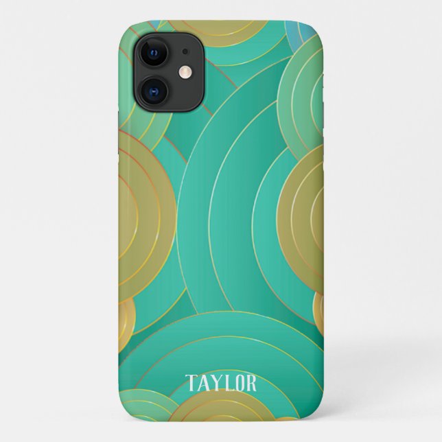 Capa Para iPhone 11 Art Deco Name Personalizado (Verso)