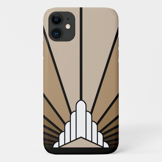 Capa Para iPhone 11 Art deco sun em bronzeado (Verso)