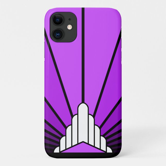 Capa Para iPhone 11 Art deco sun em roxo (Verso)