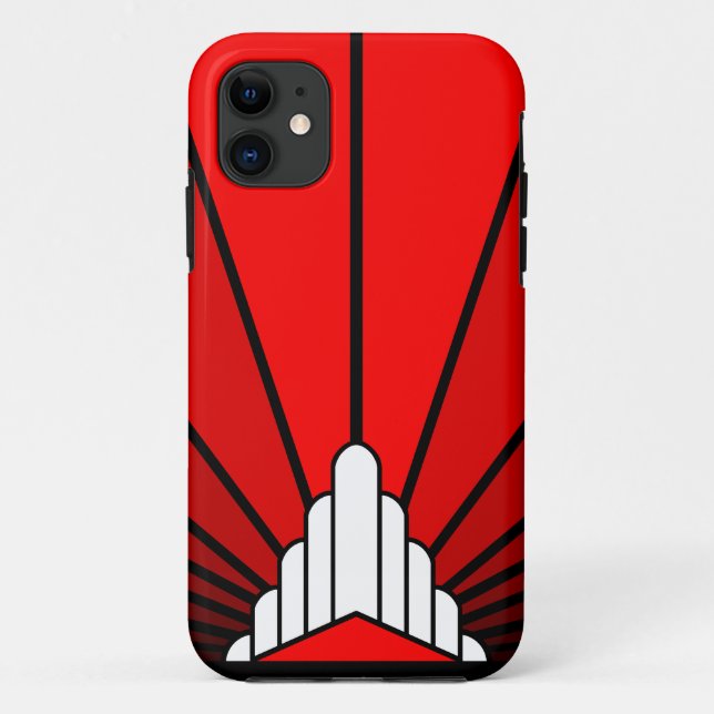 Capa Para iPhone 11 Art deco sun em vermelho (Verso)