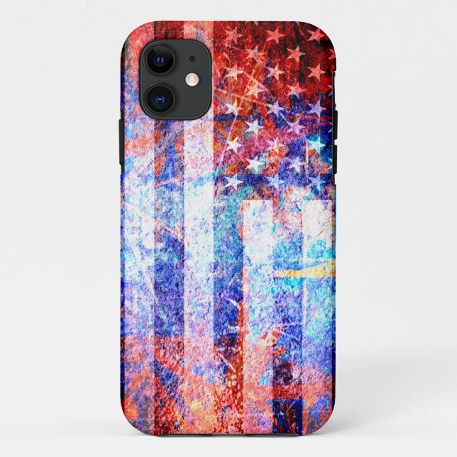 Capa Para iPhone 11 Art Grunge American Flag #2 (Verso)