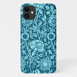 Capa Para iPhone 11 Art Nouveau Carnação Damask, Indigo e Sky Blue