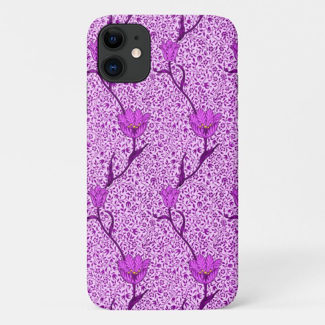 Capa Para iPhone 11 Art Nouveau Tulip Damask, Violet e Orchid (Verso)