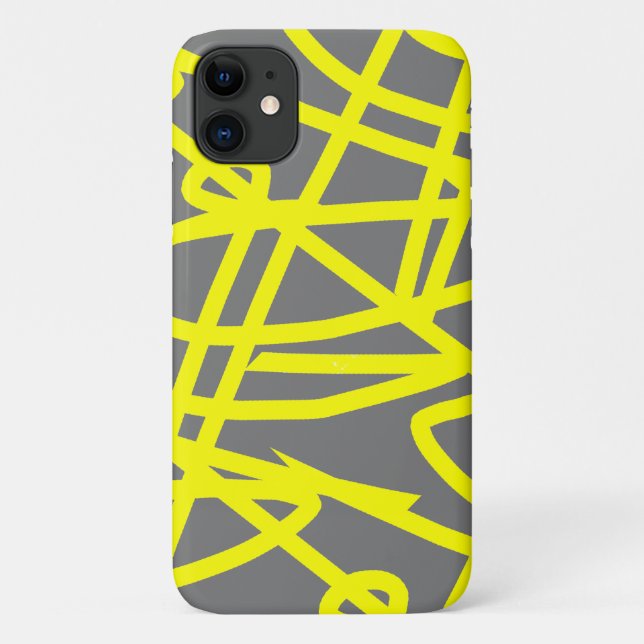 Capa para iPhone 11 Arte Abstrata Amarelo Cinza (Verso)