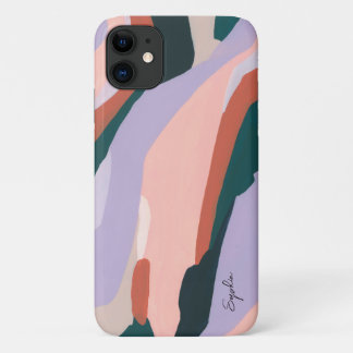 Capa Para iPhone 11 Arte abstrata moderna colorida Nome personalizado