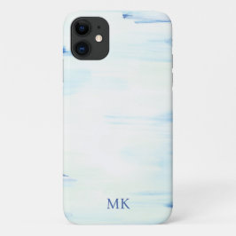 Capa Para iPhone 11 Arte abstrata Oceano Azul Monograma Inicial Person