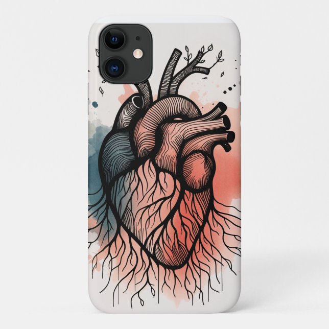 Capa Para iPhone 11 Arte Coração Enraizada - Linha Solúvel (Verso)
