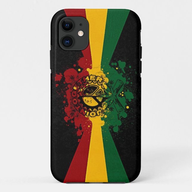 Capa Para iPhone 11 arte da música dos grafites da reggae do rasta (Verso)