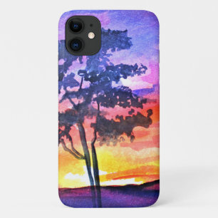 Capa Para iPhone 11 Arte de aquarela da paisagem do Sonho Sunset