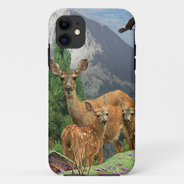 Capa Para iPhone 11 Arte de cervos (Verso)