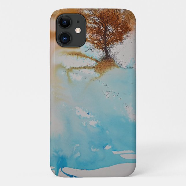 Capa Para iPhone 11 Arte de Paisagem de Abstrato de Árvore (Verso)