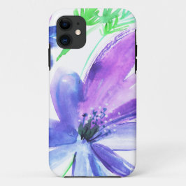 Capa Para iPhone 11 Arte de pintura a aquarela de flor azul