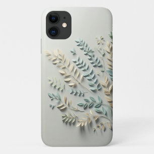 Capa Para iPhone 11 Arte de Recorte de Papel de Folha Pastel Minimalis
