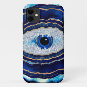 Capa Para iPhone 11 Arte Digital do Geodo de Agato Azul mau