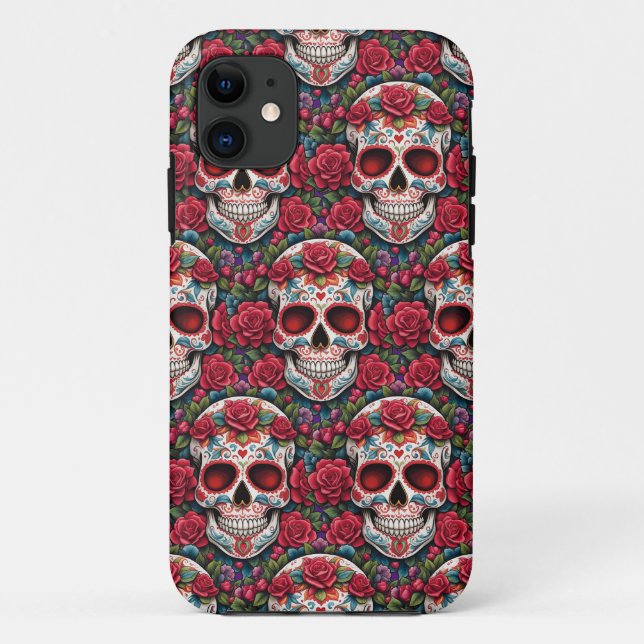 Capa Para iPhone 11 Arte do Crânio do Açúcar - Abrace o Espírito (Verso)