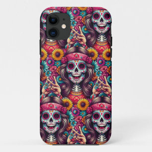Capa Para iPhone 11 Arte do Crânio do Açúcar - Símbolo de Paz do Crâni