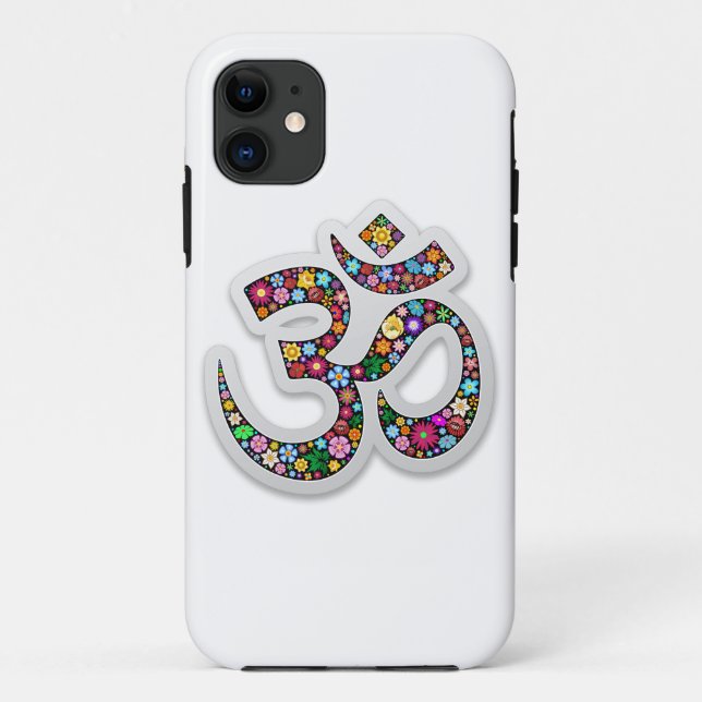 Capa Para iPhone 11 Arte do Símbolo Floral Namaste (Verso)